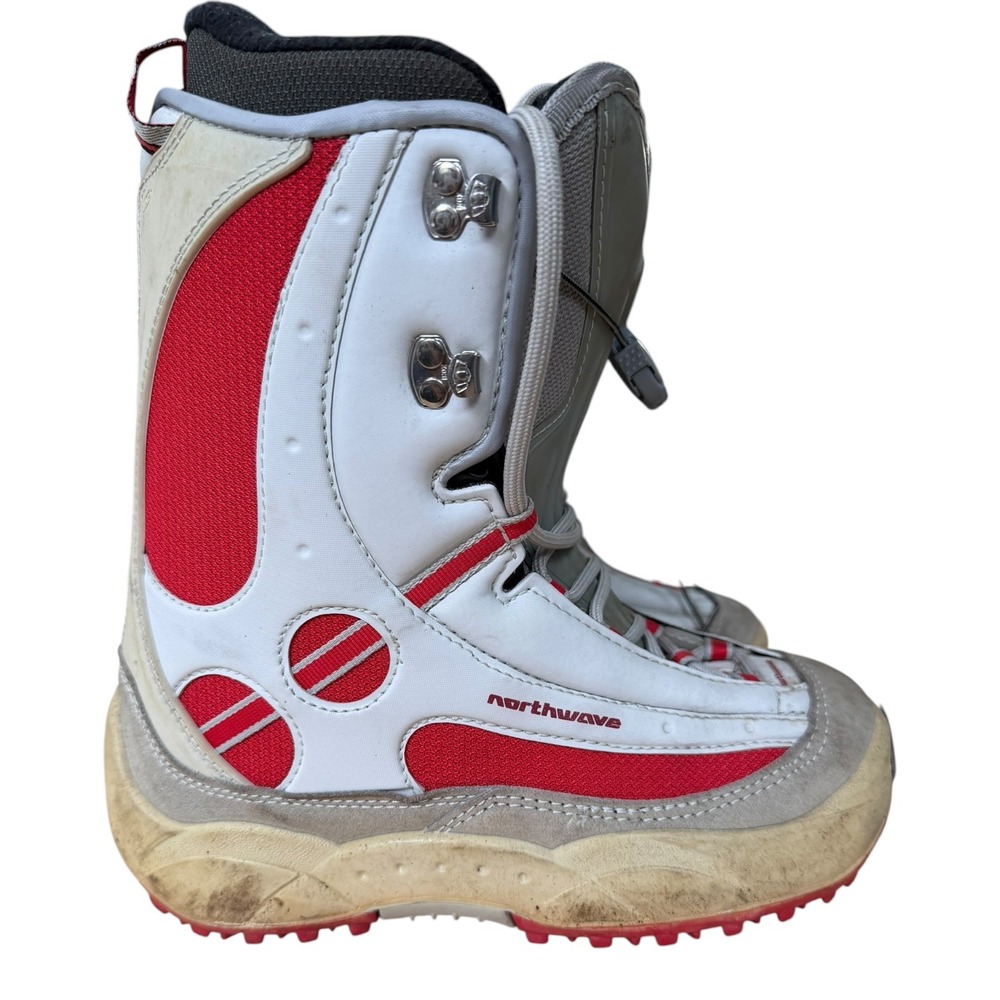 Northwave Snowboard Boots White Red Grey Speed Lace Women's Size 7.5 Winter
